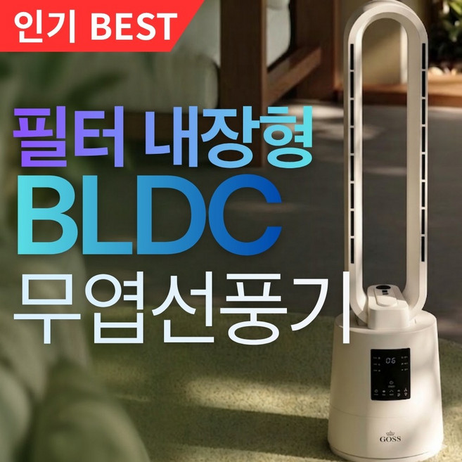 [홈뉴] 6세대 저소음 BLDC 12단 무풍 공기청정 활성탄필터 날개없는 선풍기, GOS-2049