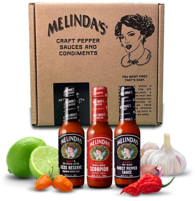 Melinda's 멕시코 소스 멜린다의 마일드 와일드 다양한 맛 세트 신선한 맛이 가득한 고급 핫소스 선물 할라피뇨 망고 마늘 하바네로 포함 순한 매운맛의 프리미엄 5온스 3개