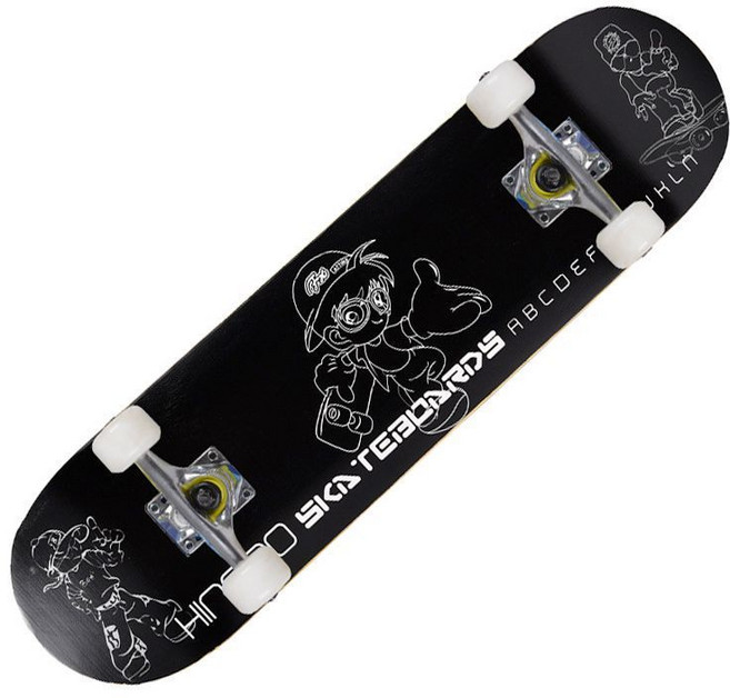 專業成人兒童幼童滑板 四輪楓木板 初學者造型雙翹板, 黑色柯南（專業級高彈輪）, 1個