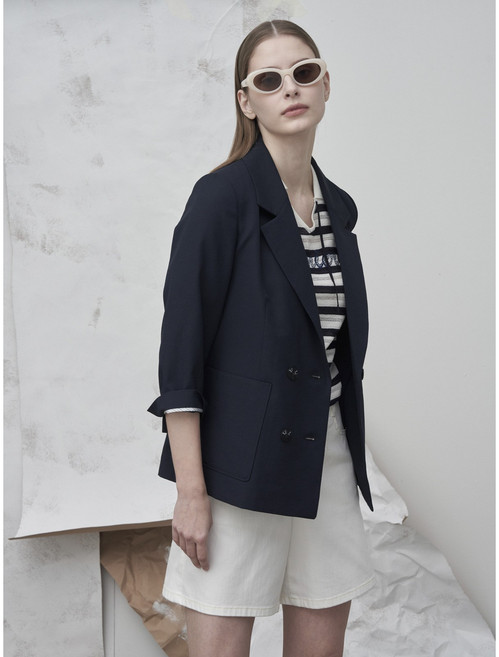 올리비아로렌 7부소매 더블 셋업 자켓_VVCFU5M4181