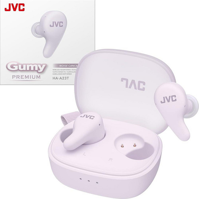 JVC Gumy 프리미엄 트루 와이어리스 이어버드 노이즈 캔슬링 블루투스 5.4 헤드폰 26H 배터리 ANC 주변 모드 게이밍 짧은 대기 시간 USB-C 케이스 3985, JVC Gumy 프리미엄 트루 와이어리스 이어버드 노이