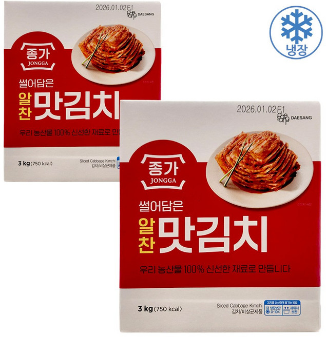 종가 썰어담은 알찬 맛김치, 3kg, 2개