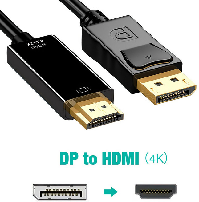 1.8M 디스플레이포트 to HDMI 케이블 DP 남성-남성 VGA DVI HDMI 비디오 오디오 케이블 4K 1080P 컴퓨터 노트북 TV 프로젝터 모니터용, 1.8m DP to HDMI