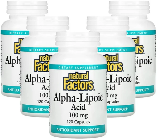 네추럴팩터스 알파리포산 100mg 캡슐 120정, 5팩 - 쿠팡