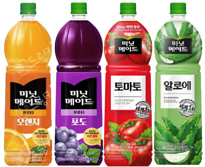 [마시자몰] 미닛메이드 오렌지+ 포도 + 토마토 +알로에, 4개, 1.5L