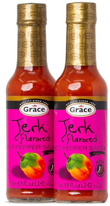 그레이스 저크 핫 페퍼 소스 48온스 2팩 정통 자메이카 스카치 보닛 양념 윙 캐리비안 스타일 Jerk Flavored (2 Pack), 1세트