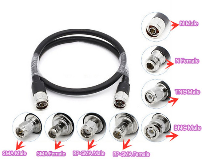 RF 동축 피그 SMA TNC 암수 BNC 커넥터 케이블 LMR400 안테나 RP, 0 2m, 2N Male N Female
