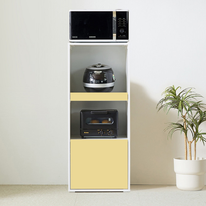 에어프라이어 밥솥 선반 밥통 주방 수납장 뉴모닝 키큰 렌지대, 옐로우, 3단