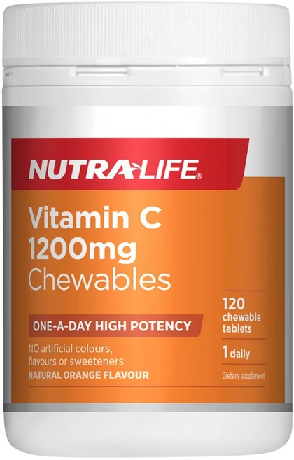Nutralife Vitamin C 1200mg Chewables Once A Day 뉴트라라이프 비타민 C 1200mg 고함량 120츄어블 2팩, 2개, 120정 - 쿠팡