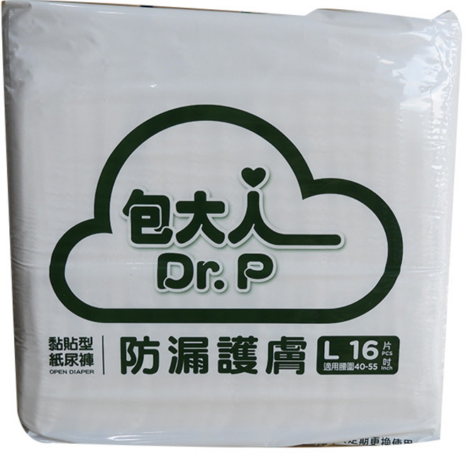 Dr. P 包大人成人紙尿褲 防漏護膚 L16片 (40-55吋), 1箱, 64個裝