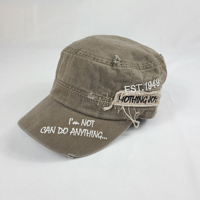 EST 1949 NOTHING JOYS 빈티지 군모 찢어진 패치 국산군모