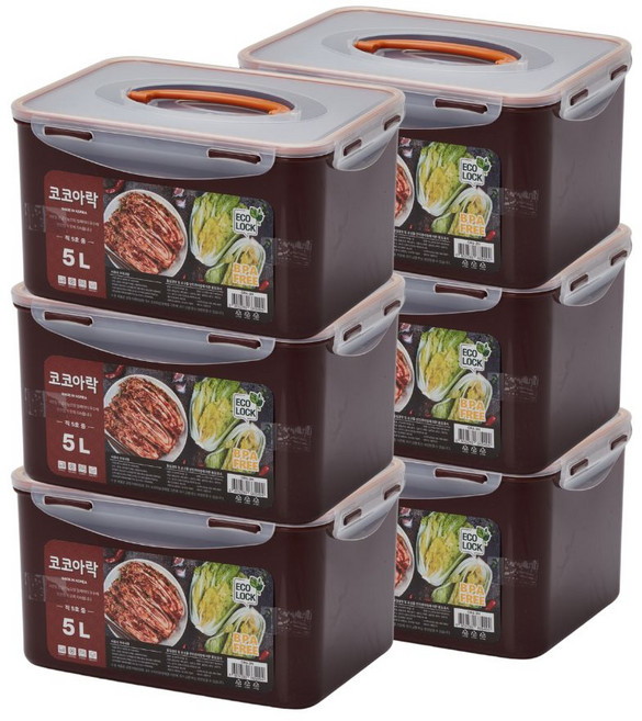 [생담] 진공 다용도 코코아락 김치통 3+3 김장 보관 밀폐용기 5L, 6개