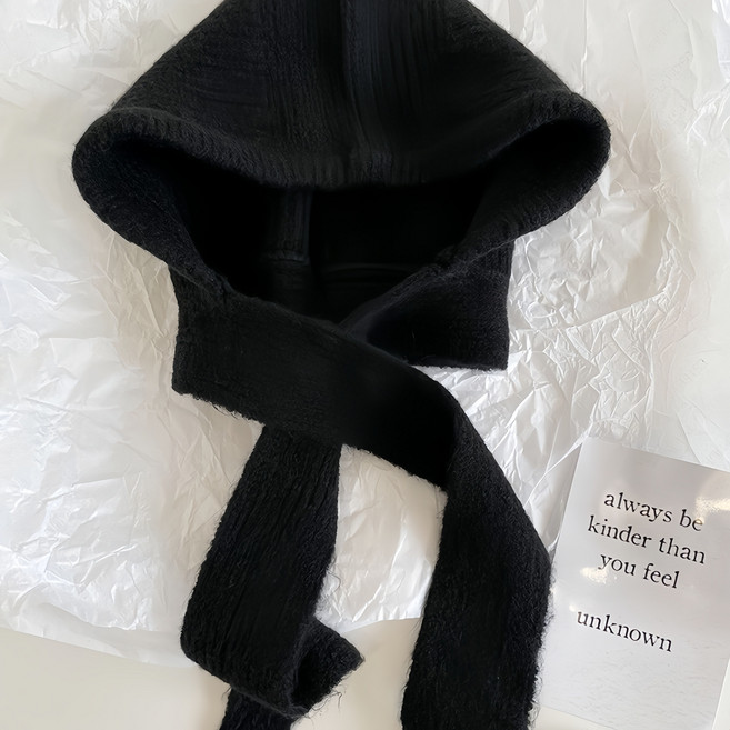 케이엠 겨울 니트 바라클라바 후드넥워머, 1개, 블랙