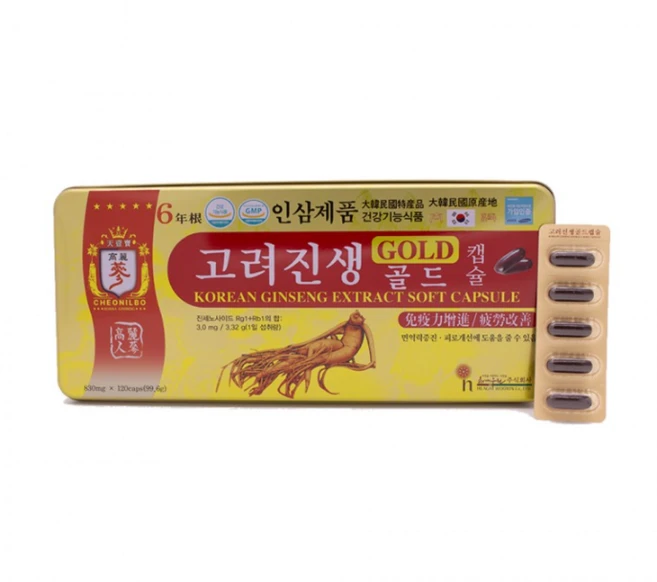 6년근 고려진생골드캡슐 인삼캡슐 부모님 선물 어버이날, 120정, 3박스 - 쿠팡