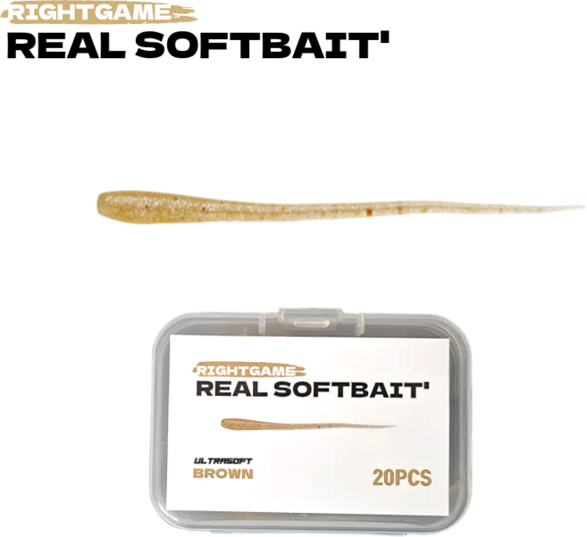 리얼베이트 볼락웜 아징웜 송어웜 투명 실치 라이트게임, 1박스, 브라운(BR) 20p