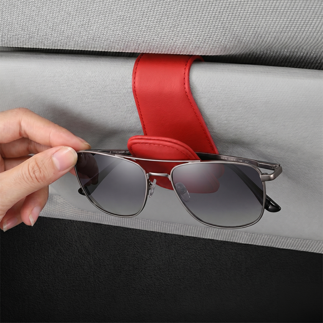 차량 선바이저 안경 클립 선글라스 거치대 자동차 안경걸이, 1개, 레드