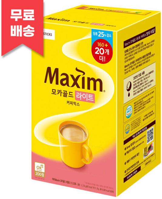맥심 모카골드 라이트 커피믹스 180T, 2.124kg, 180개입, 1개