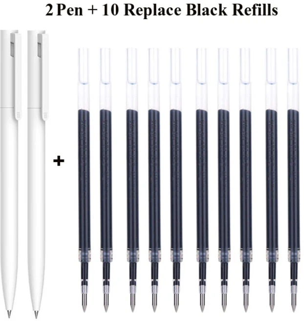 Original Xiaomi Mi 젤 펜 9.5mm 총알 PREMEC 부드러운 스위스 리필 일본 0.5MM 블랙 레드 잉크 내구성, 30 2pen 10black Refills