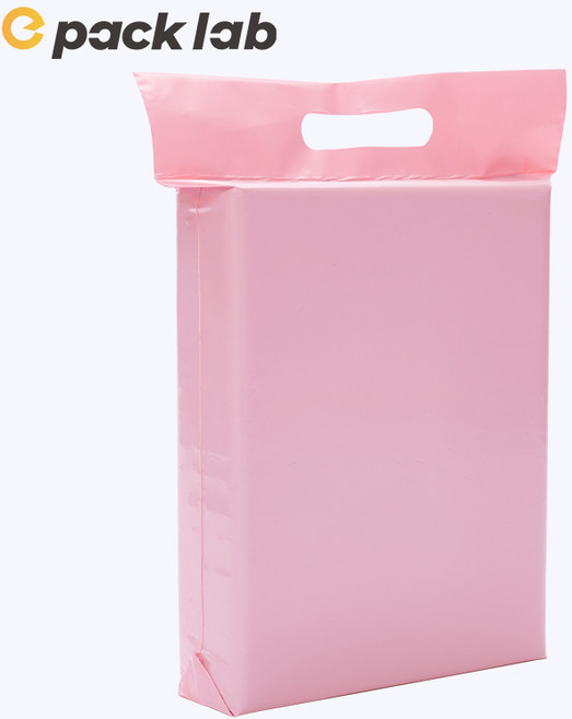 epacklab LDPE 0.07T 두꺼운 택배봉투 핑크 손잡이형 방수 포장봉투 강력접착 찢김방지 쇼핑몰 택배용, 100개