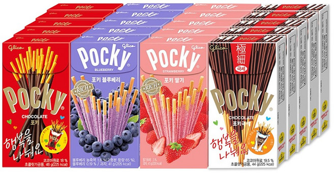 해태 포키 오리지널+극세+딸기+블루베리 5개씩 (총 20개)