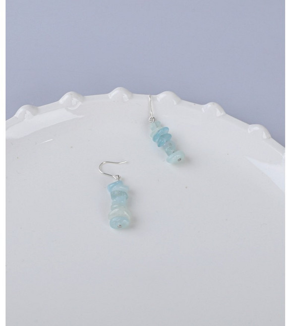 아쿠아마린 원석 칩 드롭 귀걸이