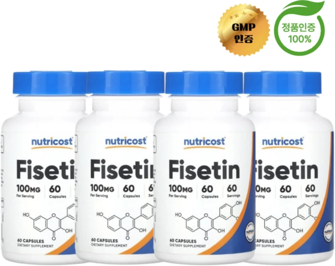 2+2 뉴트리코스트 피세틴 100mg 캡슐 60정, 4개 - 쿠팡