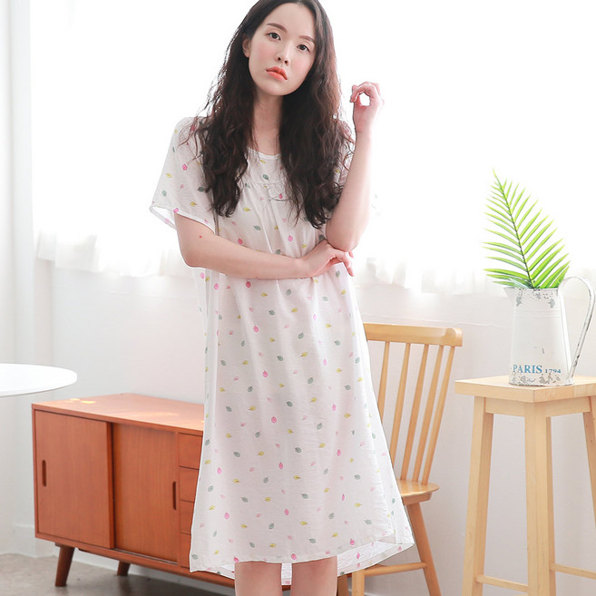 서빈 여성용 루즈핏 인견 반팔 원피스 [PK7426] 꽃무늬 인견잠옷 홈웨어