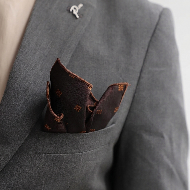 헤링본 도트 클래식 고급 행거치프 남성 손수건 4컬러