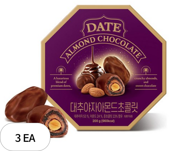 알타한 하루견과 대추야자 아몬드 초콜릿, 200g, 3개