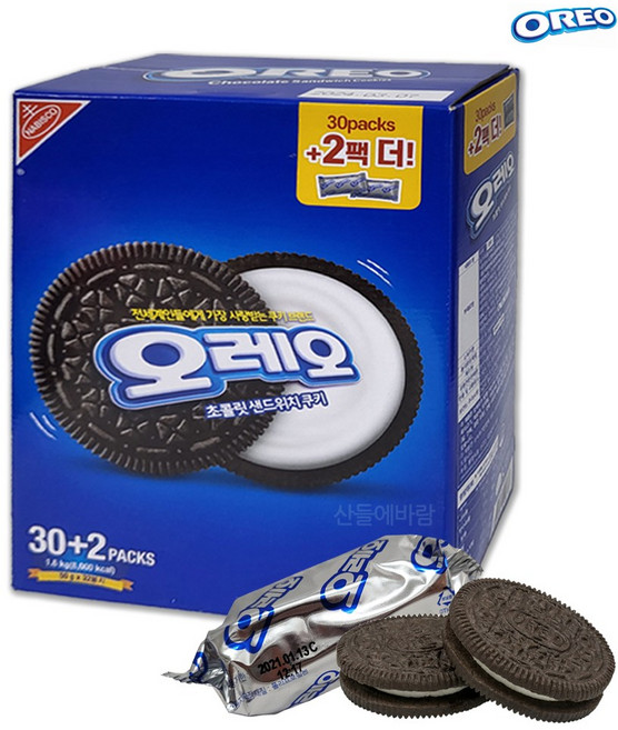 산들에바람 오레오 쿠키 50gX32봉 오레오쿠키 대용량쿠키, 50g, 32개