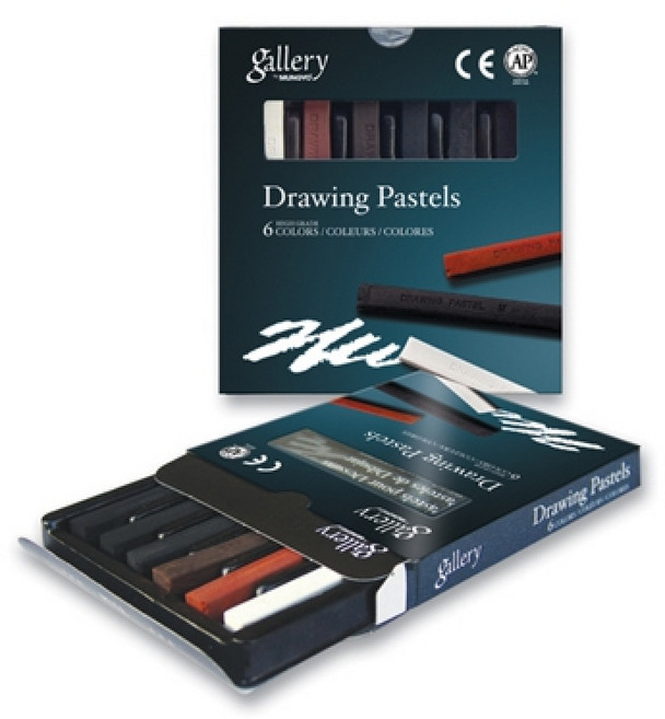 문교 콘테 드로잉 파스텔 사각 6색 세트, 1세트