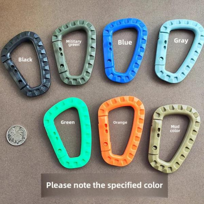 야외 등반 빠른 교수형 플라스틱 D 자형 카라비너 ​​후크 암벽 하네스 가방 끌어 오기 로프, 03 Army green