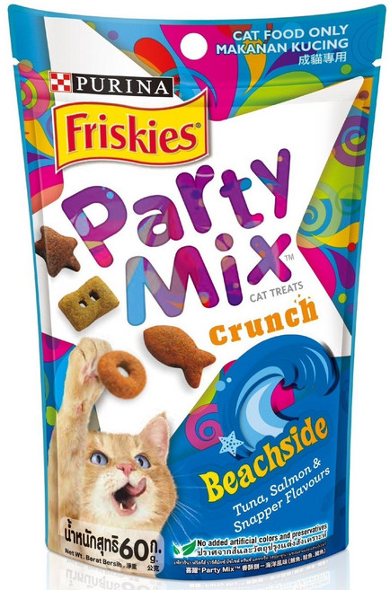 Friskies 喜躍 Party Mix 香酥餅貓零食, 海洋風味(鮪魚、鮭魚、鯛魚), 60g, 1包