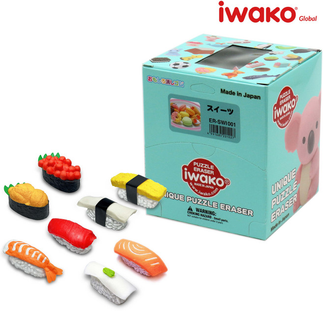 盒裝零售 iwako造型橡皮擦 (單個) 握壽司 日本製SBS材質無毒橡皮擦 拼裝橡皮擦, 鮭魚卵握壽司, 1個