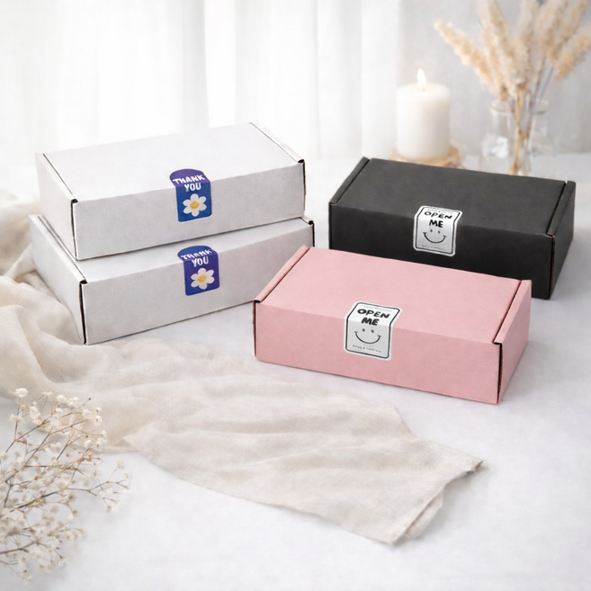 컬러 선물박스 스티커 포함 피자박스 미니박스, 10개, 핑크1번