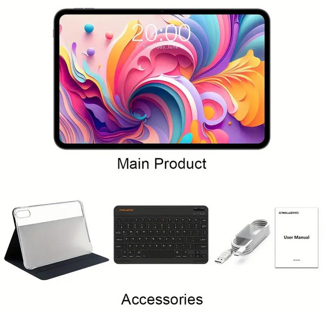 테클라스트 T65 태블릿 13.4인치 20GB RAM(8+12 확장) 128GB ROM 안드로이드15 LTE 지원 듀얼 SIM, 그레이