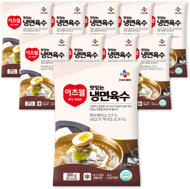 CJ프레시웨이 이츠웰 맛있는 냉면육수 단품, 300g, 10개