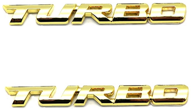 발통마켓 차량 메탈 포인트 터보 엠블럼, 2개, 골드