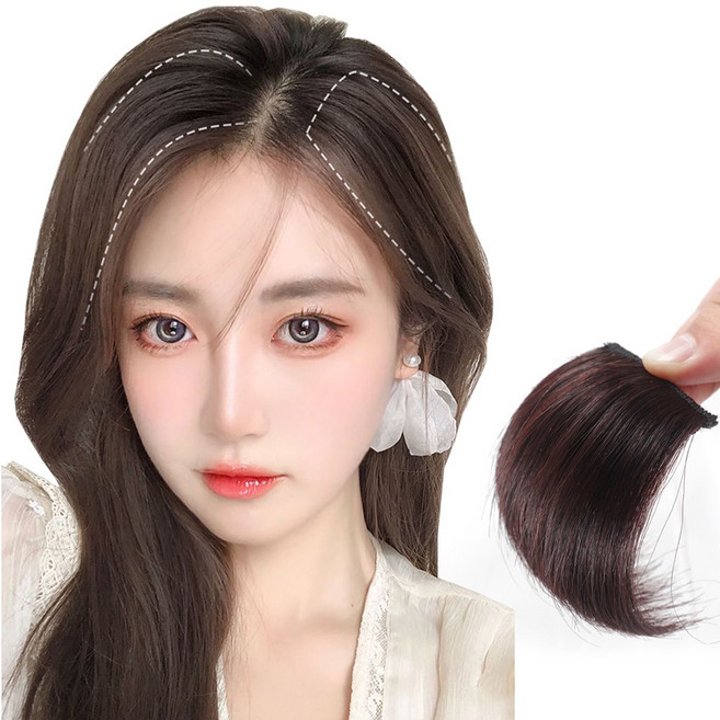 하이유니 인모 헤어 볼륨 피스 뽕 여자 붙임 머리 부분 가발, 중형 - 너비 8cm / 길이 20cm, 라이트브라운, 1개