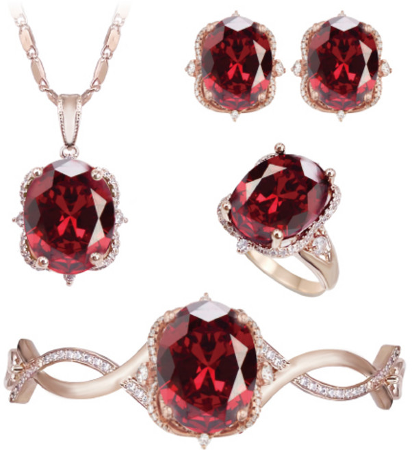 [혜성주얼리] 줄리아 피죤블러드 루비 반지 팔찌 귀걸이 목걸이 4종