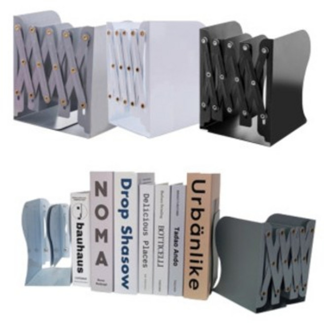 철재 길이조절 자바라 책꽂이 중형 대형, 심플, 화이트