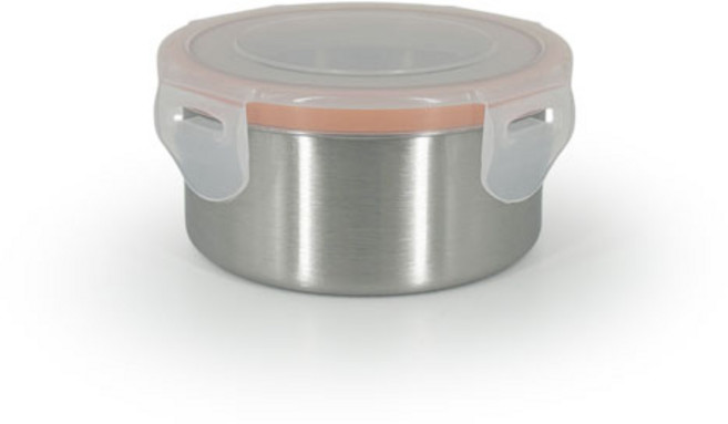 올품락 스텐 밀폐용기 원형 오렌지, 1개, 1호 240ml