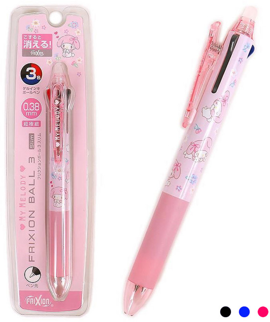 마이멜로디 프릭션 슬림 3색볼펜 0.38mm 지워지는 볼펜, 1개
