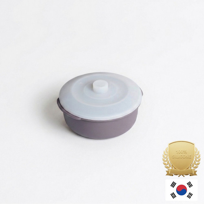 아티즌 쿡 국산 실리콘 계란찜기 전자레인지 용기 내열유리 찜기 주방용품 이유식 용기, 1개, 소형 원형 1P / 바디:퍼플그레이 / 뚜껑:반투명