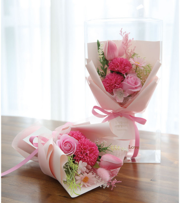 퍼니벨 홈리빙 어버이날 스승의날 카네이션 비누 꽃다발, 핑크, 1개