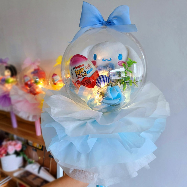 산리오 꽃다발 시나모롤 마이멜로디 쿠로미 폼폼푸린 재롱잔치 졸업식 생일선물 발표회 킨더조이 사탕부케 축하 기념일 어린이날선물 입학식, 시나모롤 여아킨더