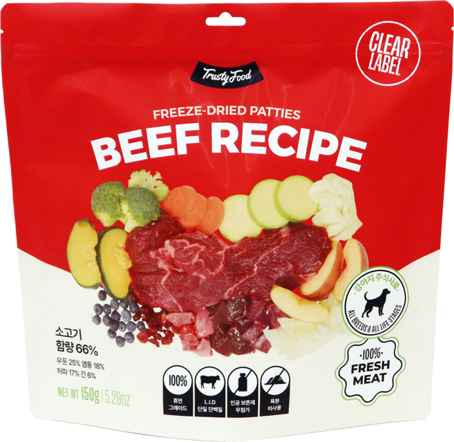 트러스티푸드 전연령 강아지 패티 동결건조 사료, 비프, 150g, 1개
