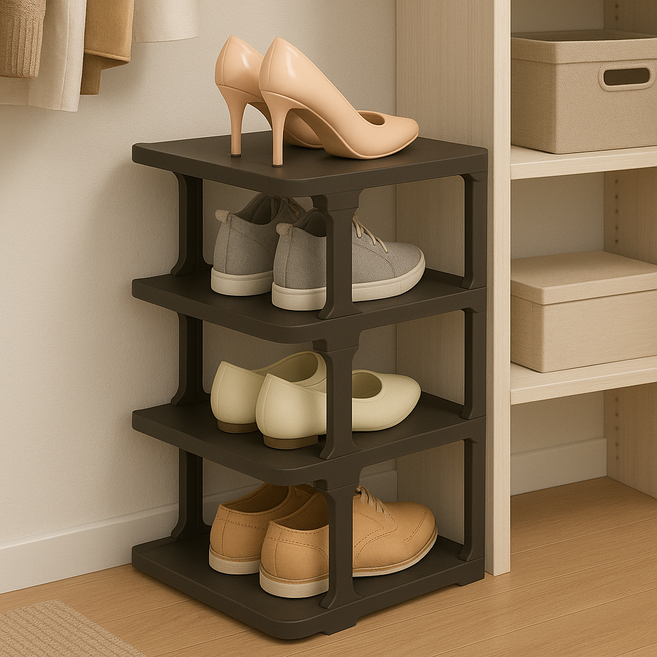 하스몰 고급형 멀티 슬림 신발장 신발 정리대, 블랙, 4단