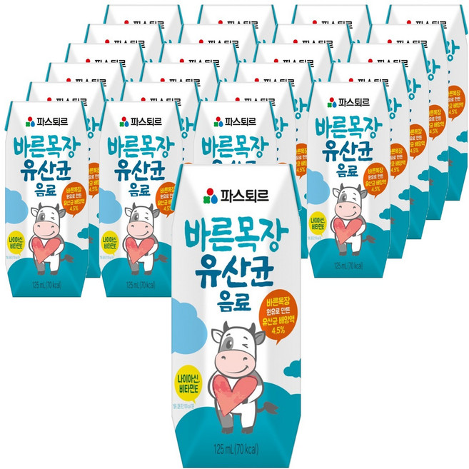 파스퇴르 바른목장 유산균 음료, 125ml, 24개