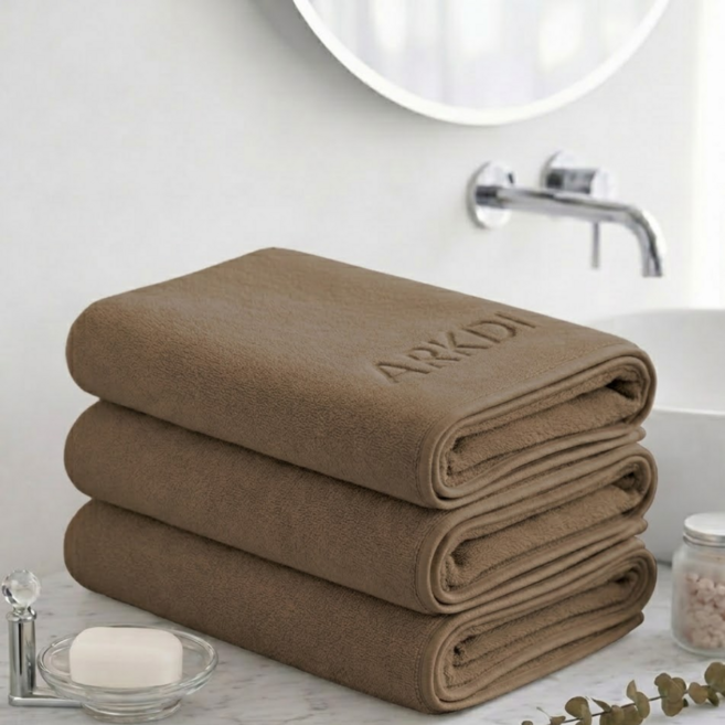 아크디 먼지없는 고급 바스타월 대형, 모카, 3개